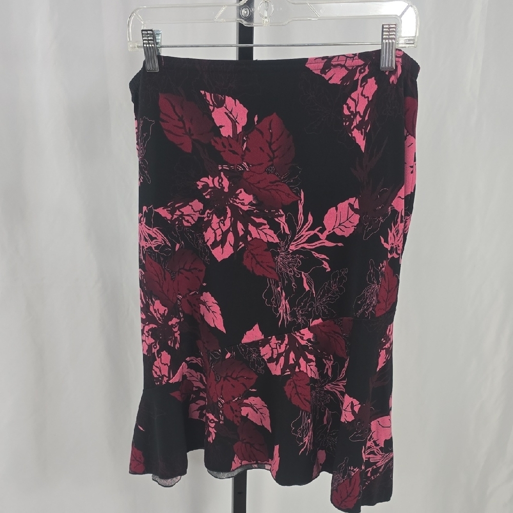 Claudia Richard Pink and Black Ruffled Pencil Skirt - Picture 2 of 6